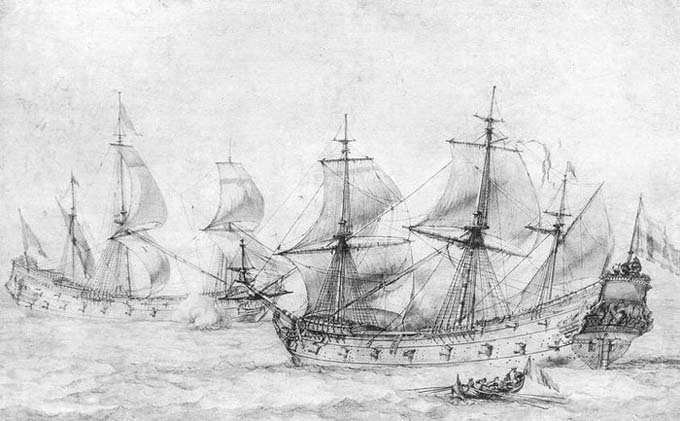Two Vessels under Sail